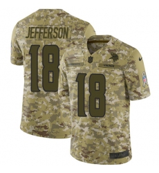 Youth Minnesota Vikings #18 Justin Jefferson Camo Stitched NFL Limited 2018 Salute To Service Jersey