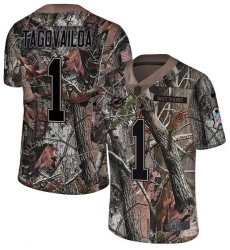 Youth Miami Dolphins #1 Tua Tagovailoa Camo Stitched Limited Rush Realtree Jersey