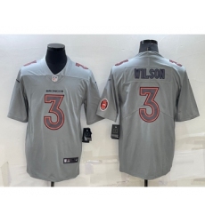 Men's Denver Broncos #3 Russell Wilson LOGO Grey Atmosphere Fashion 2022 Vapor Untouchable Stitched Limited Jersey