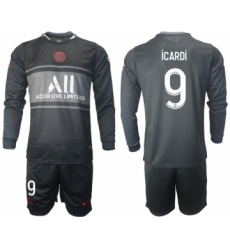 Men 2021-2022 Club Paris St German Second away black Long Sleeve 9 Soccer Jersey