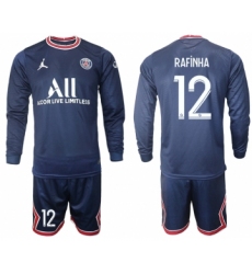 Men 2021-2022 Club Paris St German home blue Long Sleeve 12 Soccer Jersey