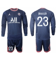 Men 2021-2022 Club Paris St German home blue Long Sleeve 23 Soccer Jersey