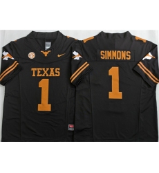 Men's Texas Longhorns #1 Colin Simmons Black 2026 F.U.S.E. Stitched Jersey