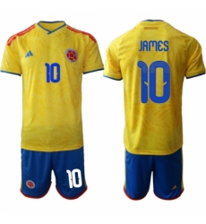 Colombia 2026 FIFA World Cup Soccer Jersey Yellow #10 JAMES