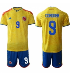 Colombia 2026 FIFA World Cup Soccer Jersey Yellow #9 CORDOBA