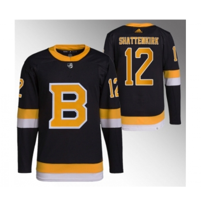 Men's Boston Bruins #12 Kevin Shattenkirk Black Home Breakaway Stitched Jersey