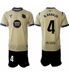 Men FC Barcelona 2026 Soccer Jerseys Beige #4 R.ARAUJO