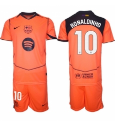 Men FC Barcelona 2026 Soccer Jerseys Orange #10 RONALDINHO