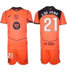 Men FC Barcelona 2026 Soccer Jerseys Orange #21 F.DE JONG