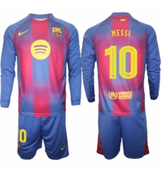 Men FC Barcelona 2026 Soccer Jerseys Red Long #10 MESSI (2)