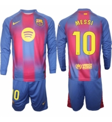 Men FC Barcelona 2026 Soccer Jerseys Red Long #10 MESSI