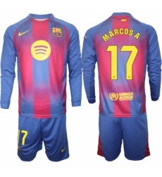 Men FC Barcelona 2026 Soccer Jerseys Red Long #17 MARCOS A