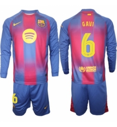 Men FC Barcelona 2026 Soccer Jerseys Red Long #6 GAVI (2)