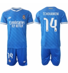 Men Real Madrid 2026 Soccer Jerseys Blue #14 TCHOUAMENI