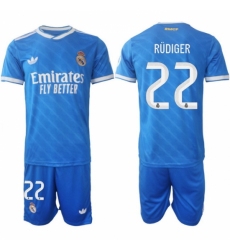 Men Real Madrid 2026 Soccer Jerseys Blue #22 RUDIGER