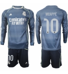 Men Real Madrid 2026 Soccer Jerseys DarkBlue Long #10 MBAPPE