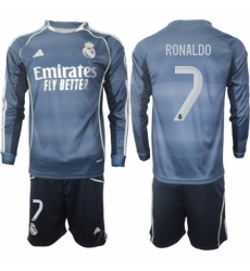 Men Real Madrid 2026 Soccer Jerseys DarkBlue Long #7 RONALDO