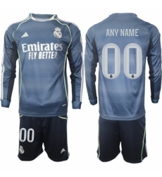 Men Real Madrid 2026 Soccer Jerseys DarkBlue Long CUSTOM