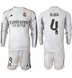 Men Real Madrid 2026 Soccer Jerseys White Long #4 ALABA
