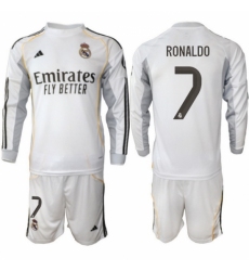 Men Real Madrid 2026 Soccer Jerseys White Long #7 RONALDO