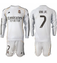 Men Real Madrid 2026 Soccer Jerseys White Long #7 VINI JR.