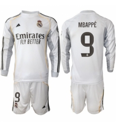 Men Real Madrid 2026 Soccer Jerseys White Long #9 MBAPPE