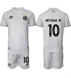 Men's Santos F.C. #10 Neymar Jr 25-26 White Home Soccer Jersey Suit