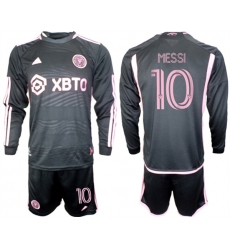 Men's Inter Miami CF #10 Lionel Messi 2023-24 Black Away Soccer Jersey Suit
