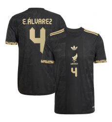 Men's Mexico #4 Edson Alvarez Black 2025 Soccer Jersey
