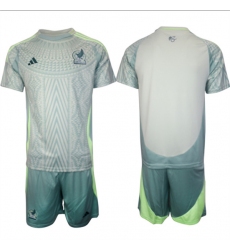 Men's Mexico Blank 2024-25 Green Away Soccer Jersey Suit