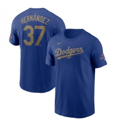 Men's Los Angeles Dodgers #37 Teoscar Hernandez Royal 2025 Gold Collection Name & Number T-Shirt