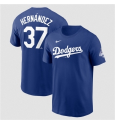 Men's Los Angeles Dodgers #37 Teoscar Hernández Royal 2025 World Series Champions Name & Number T-Shirt