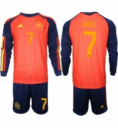 Spain 2026 FIFA World Cup Soccer Jersey Red LONG #7 SAUL