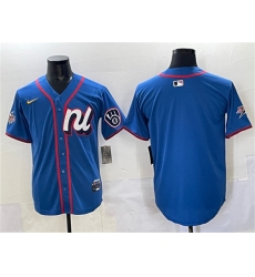 Men's Milwaukee Brewers Blank Blue 2025 All-Star Edition Limited Stitched Baseball Jersey