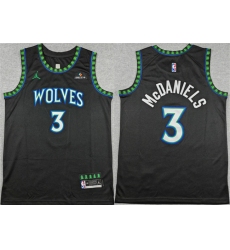 Men's Minnesota Timberwolves #3 Jaden McDaniels Black 2026 Statement Edition Stitched Basketball Jersey