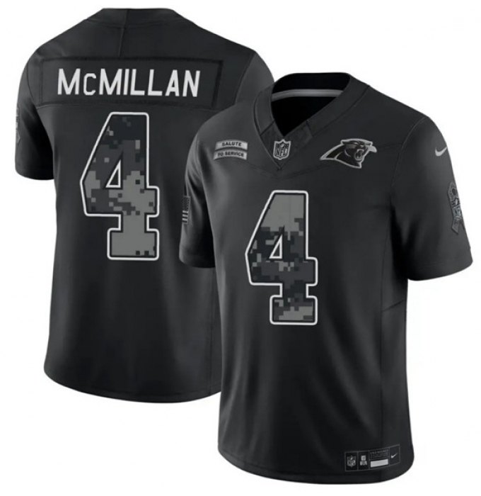 Men's Carolina Panthers #4 Tetairoa McMillan Black F.U.S.E. 2026 Salute to Service Limited Football Stitched Jersey