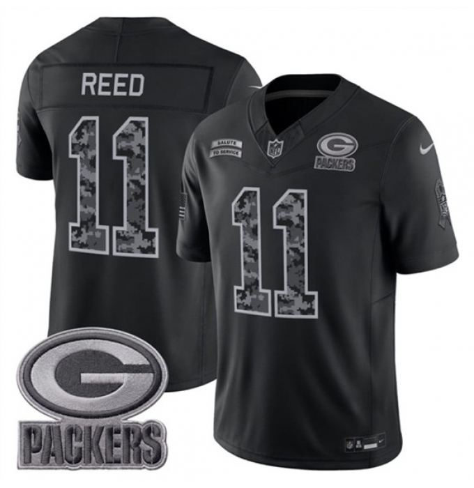 Men's Green Bay Packers #11 Jayden Reed Black 2026 F.U.S.E. Salute to Service Limited Football Stitched Jersey