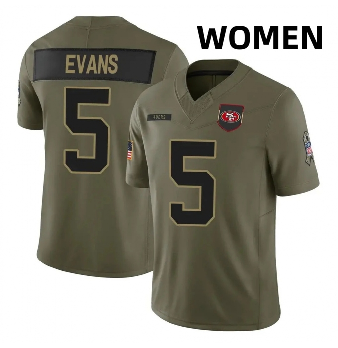 Women San Francisco 49ers #5 Mike Evans Black F.U.S.E. 2025 Salute to Service Stitched Football Jersey