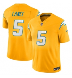 Men's Los Angeles Chargers #5 Trey Lance Gold 2026 F.U.S.E. Alternate Vapor Limited Football Stitched Jersey