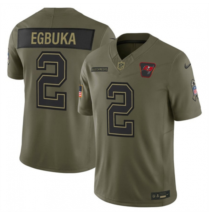 Men's Tampa Bay Buccaneers #2 Emeka Egbuka Olive 2025 Salute to Service Limited Football Stitched Jersey