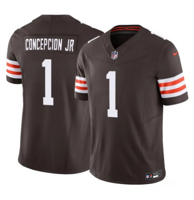 Men's Cleveland Browns #1 KC Concepcion Jr Brown 2026 F.U.S.E. Vapor Limited Football Stitched Jersey