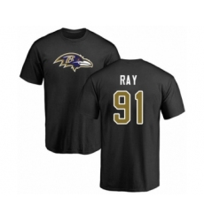 Football Baltimore Ravens #91 Shane Ray Black Name & Number Logo T-Shirt