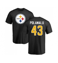 Football Pittsburgh Steelers #43 Troy Polamalu Black Name & Number Logo T-Shirt