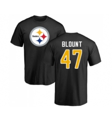 Football Pittsburgh Steelers #47 Mel Blount Black Name & Number Logo T-Shirt