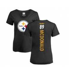 Football Women's Pittsburgh Steelers #89 Vance McDonald Black Backer Slim Fit T-Shirt