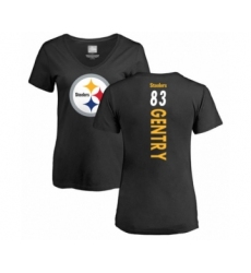 Women's Pittsburgh Steelers #83 Zach Gentry Black Backer Slim Fit T-Shirt