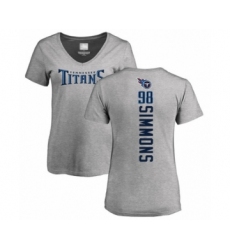 Football Women's Tennessee Titans #98 Jeffery Simmons Ash Backer T-Shirt