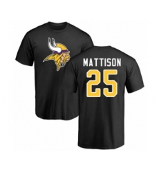 Football Minnesota Vikings #25 Alexander Mattison Black Name & Number Logo T-Shirt