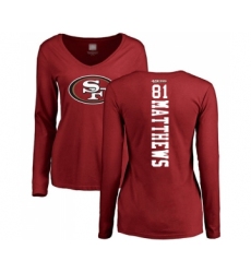 Football Women's San Francisco 49ers #81 Jordan Matthews Red Backer Long Sleeve T-Shirt