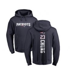 Football New England Patriots #23 Patrick Chung Navy Blue Backer Pullover Hoodie